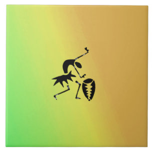 Azulejo Arte africano, bailarina de silueta colorida e imp