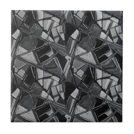 Azulejo Arte al óleo abstracto de carbón de plata de lujo