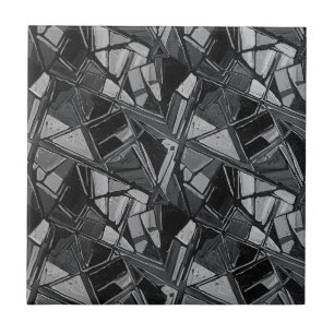Azulejo Arte al óleo abstracto de carbón de plata de lujo
