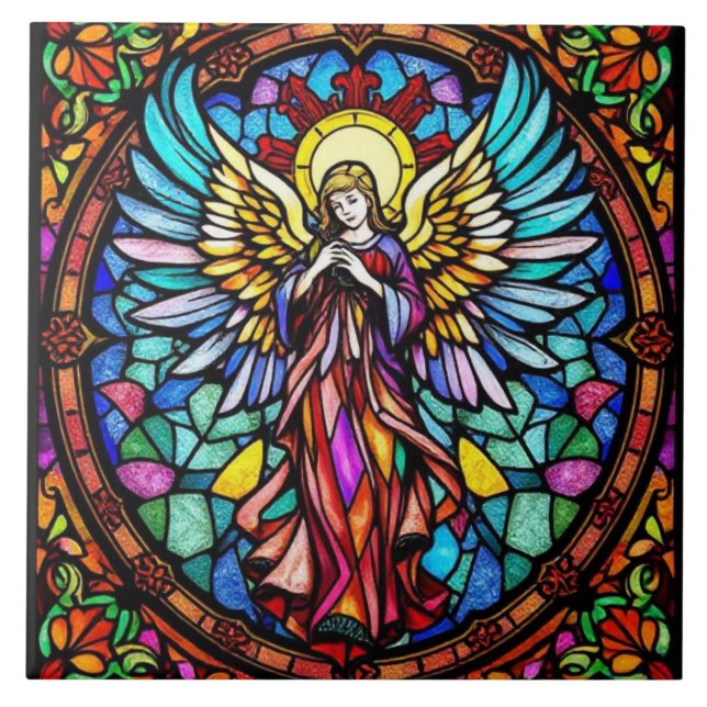 Azulejo Arte Ángel de cristal contenido | Espiritual y Rel (Frente)
