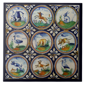 Azulejo Arte Antiguo Animales Países Bajos