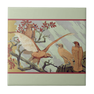 Azulejo Arte Antiguo Art Nouveau Águila Verde Salvia Arte 