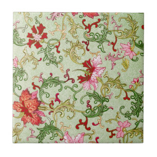 Azulejo Arte Antiguo Chinoiserie Floral Chino Art Nouveau