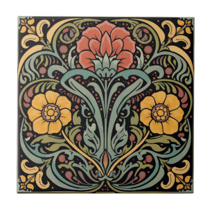 Azulejo Arte Antiguo Deco Majólica Floral Artesano Nouveau