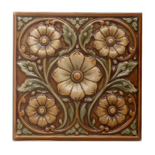 Azulejo Arte Antiguo Deco Majólica Floral Artesano Nouveau