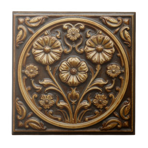 Azulejo Arte Antiguo Deco Majólica Floral Artesano Nouveau