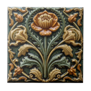 Azulejo Arte Antiguo Floral Nouveau Artesano