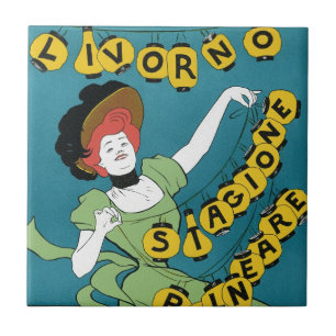Azulejo Arte Antiguo Moderno, Livorno Señorita Bailando