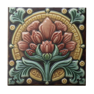Azulejo Arte Antiguo Moderno Majólica Floral Artesanal