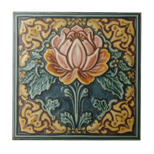 Azulejo Arte Antiguo Moderno Majólica Floral Artesanal