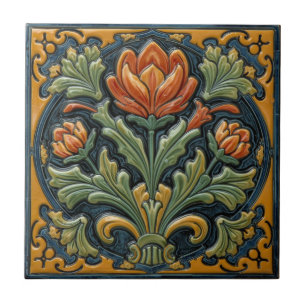Azulejo Arte Antiguo Moderno Majólica Floral Artesano