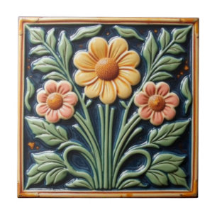 Azulejo Arte Antiguo Moderno Majólica Floral Artesano