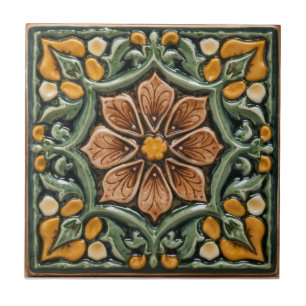 Azulejo Arte Antiguo Moderno Majólica Floral Artesano