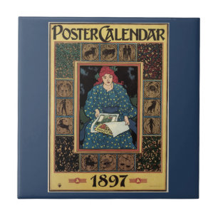 Azulejo Arte Antiguo Moderno, Mujer Leyendo Libro de Astro