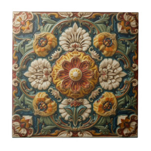 Azulejo Arte Antiguo Nouveau Deco Majolica Floral Artesano