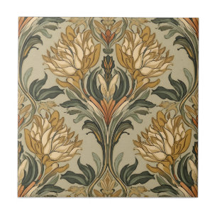 Azulejo Arte Antiguo Nouveau Deco Majolica Floral Artesano