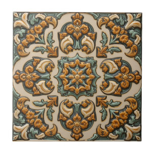 Azulejo Arte Antiguo Nouveau Deco Majolica Floral Artesano