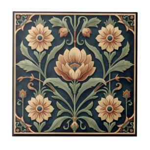 Azulejo Arte Antiguo Nouveau Deco Majolica Floral Artesano