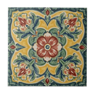 Azulejo Arte Antiguo Nouveau Deco Majolica Floral Artesano