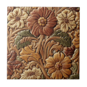 Azulejo Arte Antiguo Nouveau Deco Mayólica Floral Artesana