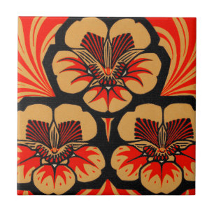 Azulejo Arte antiguo Nouveau Julie de Graag Flor Xilografí