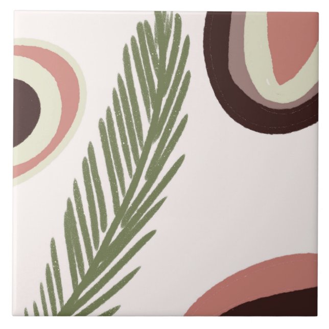 Azulejo Arte Boho Tropical Arcoíris Natural (Frente)