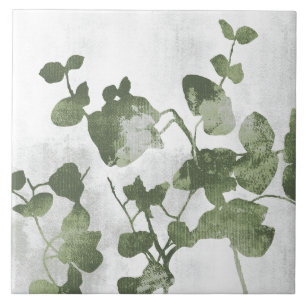 Azulejo Arte botánico pictórico verde oliva salvia 01