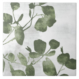 Azulejo Arte botánico pictórico verde oliva salvia 02