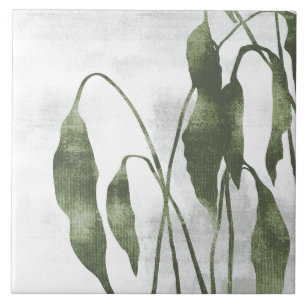 Azulejo Arte botánico pictórico verde oliva salvia 03