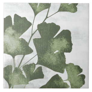 Azulejo Arte botánico pictórico verde oliva salvia 04
