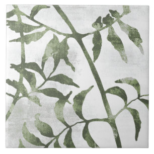 Azulejo Arte botánico pictórico verde oliva salvia 08
