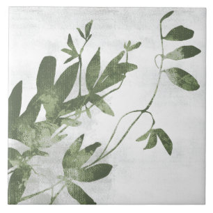 Azulejo Arte botánico pictórico verde oliva salvia 09
