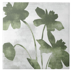 Azulejo Arte botánico pintoresco verde oliva Sage 07