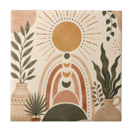 Azulejo Arte botánico y sol boho