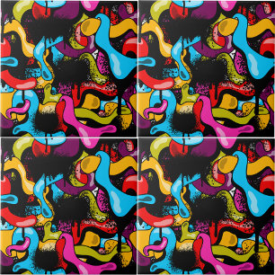 Azulejo Arte callejero de hip hop con graffiti de neón col