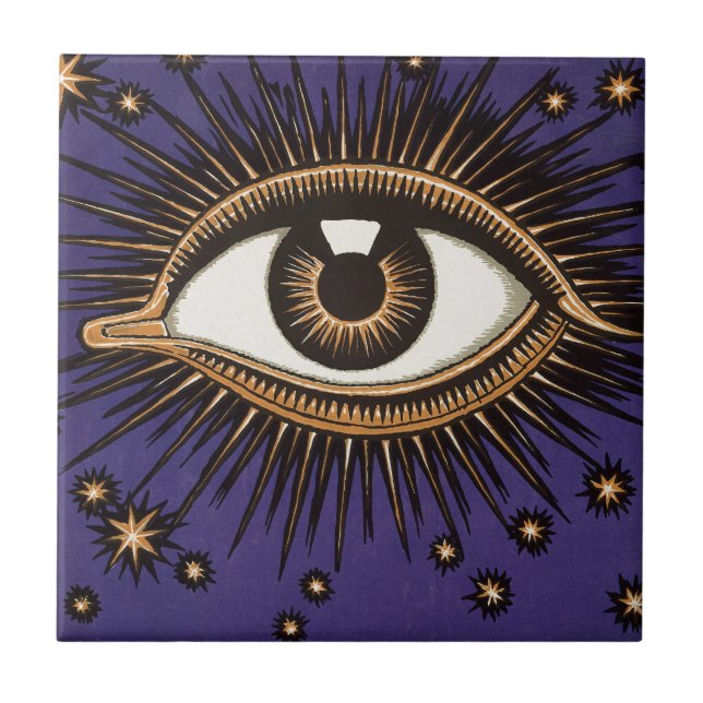 Azulejo Arte Celestial Místico del Ojo que Todo lo Ve Vint (Frente)