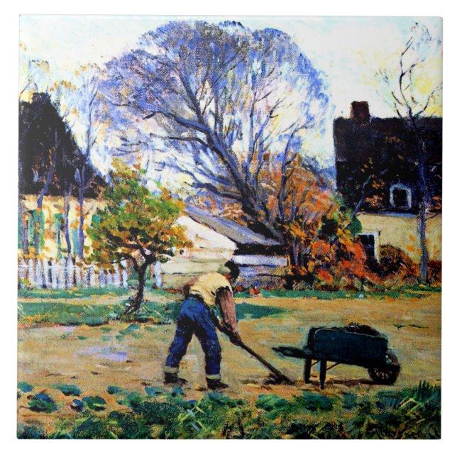 Azulejo Arte Clarence Gagnon - Escena de otoño, Baie-Saint (Frente)
