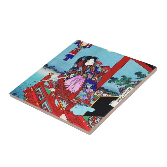 Azulejo Arte clásico japonés Guay Hero Warrior (Lado)