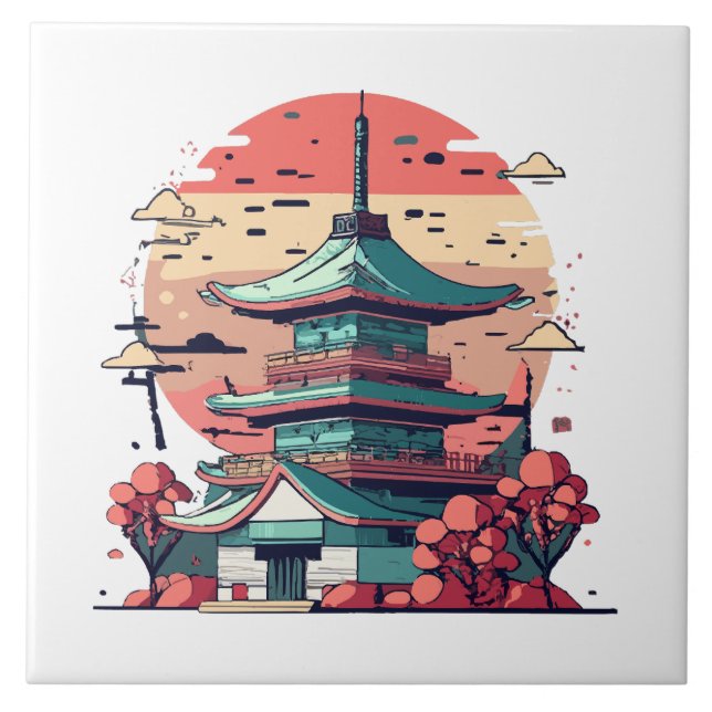 Azulejo Arte colorido del edificio de Japón (Frente)