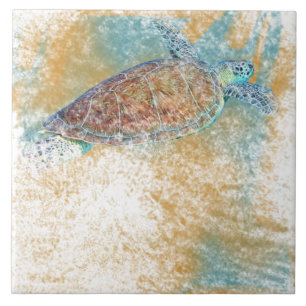 Azulejo Arte costero de la tortuga marina