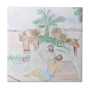 Azulejo Arte cristiano El buen samaritano