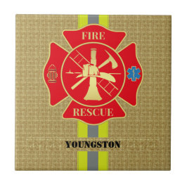 Azulejo Arte cruzado maltés de bombero llamativo