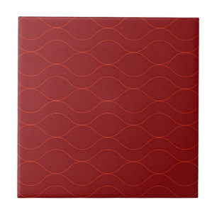 Azulejo Arte de abstracción de onda fría, rojo, simple, el