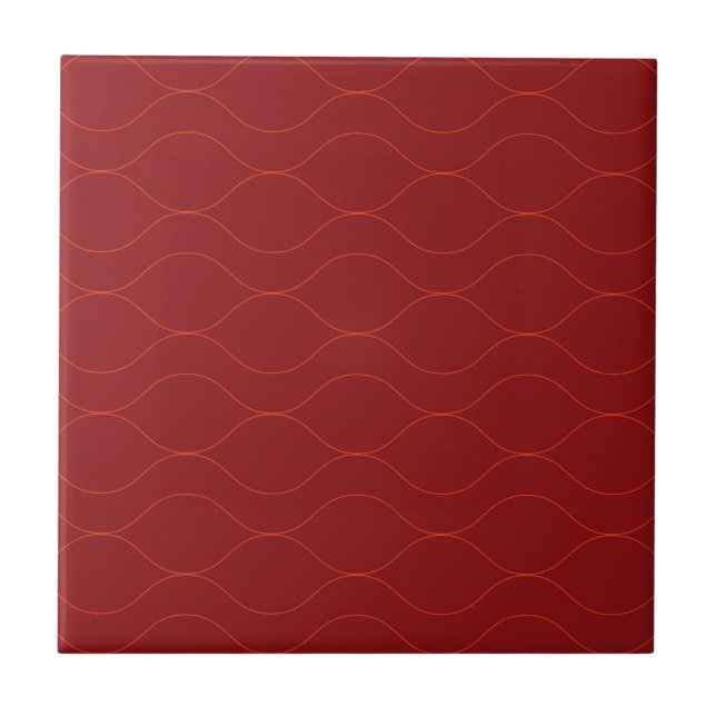 Azulejo Arte de abstracción de onda fría, rojo, simple, el (Frente)