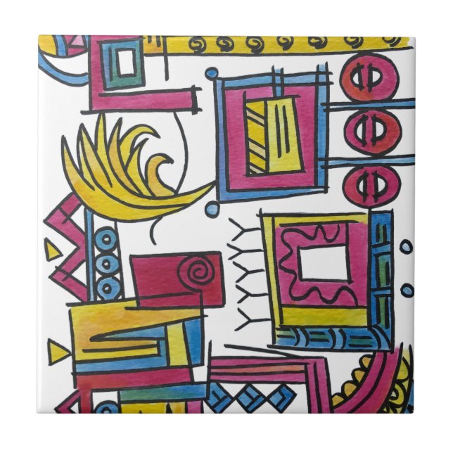 Azulejo Arte de Acuarela Moderna Ilusorio-Caprichosa (Frente)