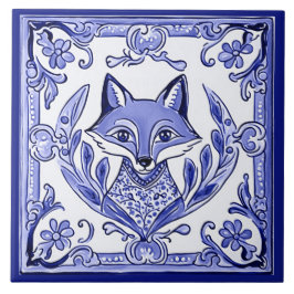 Azulejo Arte de animales folclóricos al estilo azul y blan