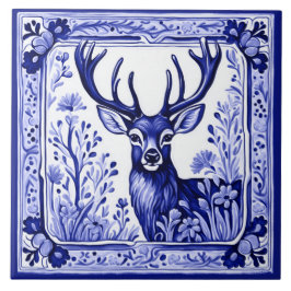 Azulejo Arte de animales folclóricos azules y blancos de l