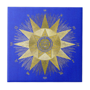Azulejo Arte de Astrología de ráfaga de sol del zodiaco do