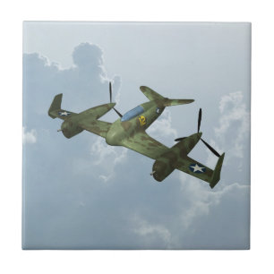 Azulejo Arte de Aviación Militar de Avión de Guerra Vintag