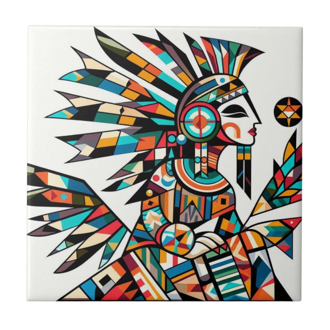 Azulejo Arte de baile Kachina nativo americano (Frente)